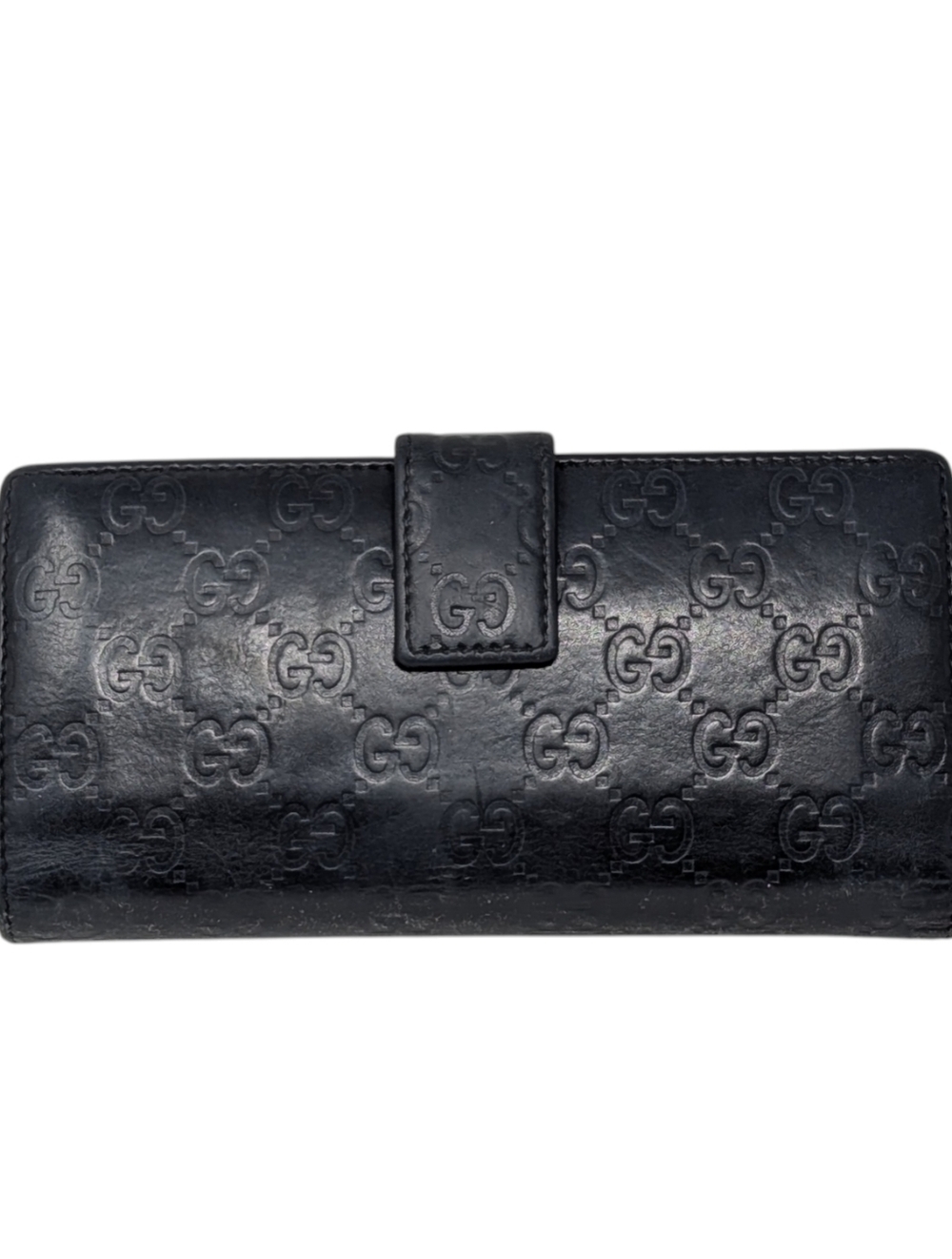 Gucci Guccissima Black Leather Interlocking GG Embossed Long Continental Wallet - Picture 2 of 16